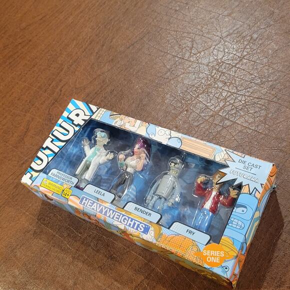 Futurama Series 1 Heavyweights Die Cast 4 x Figure Box Set, Leela Fry Bender New - Picture 10 of 11